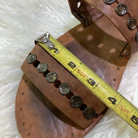 Frye Sandals Womens 6 Ally 2 Band Hammered Stud Sling Leather Brown - Picture 8 of 8
